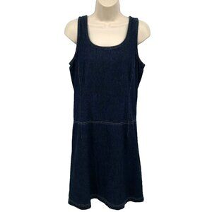 New York & Company Women's Blue Cotton Sleeveless Denim Jumper Dress Size 8